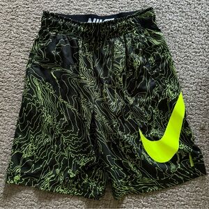 Nike Black and Neon Green Dry-fit shorts